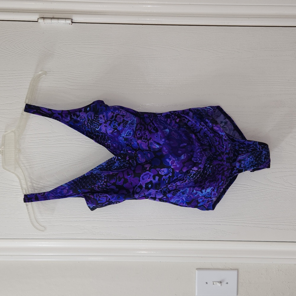 Caliente Purple Intrigue Eggplant One Piece swimsuit.  Size 10.